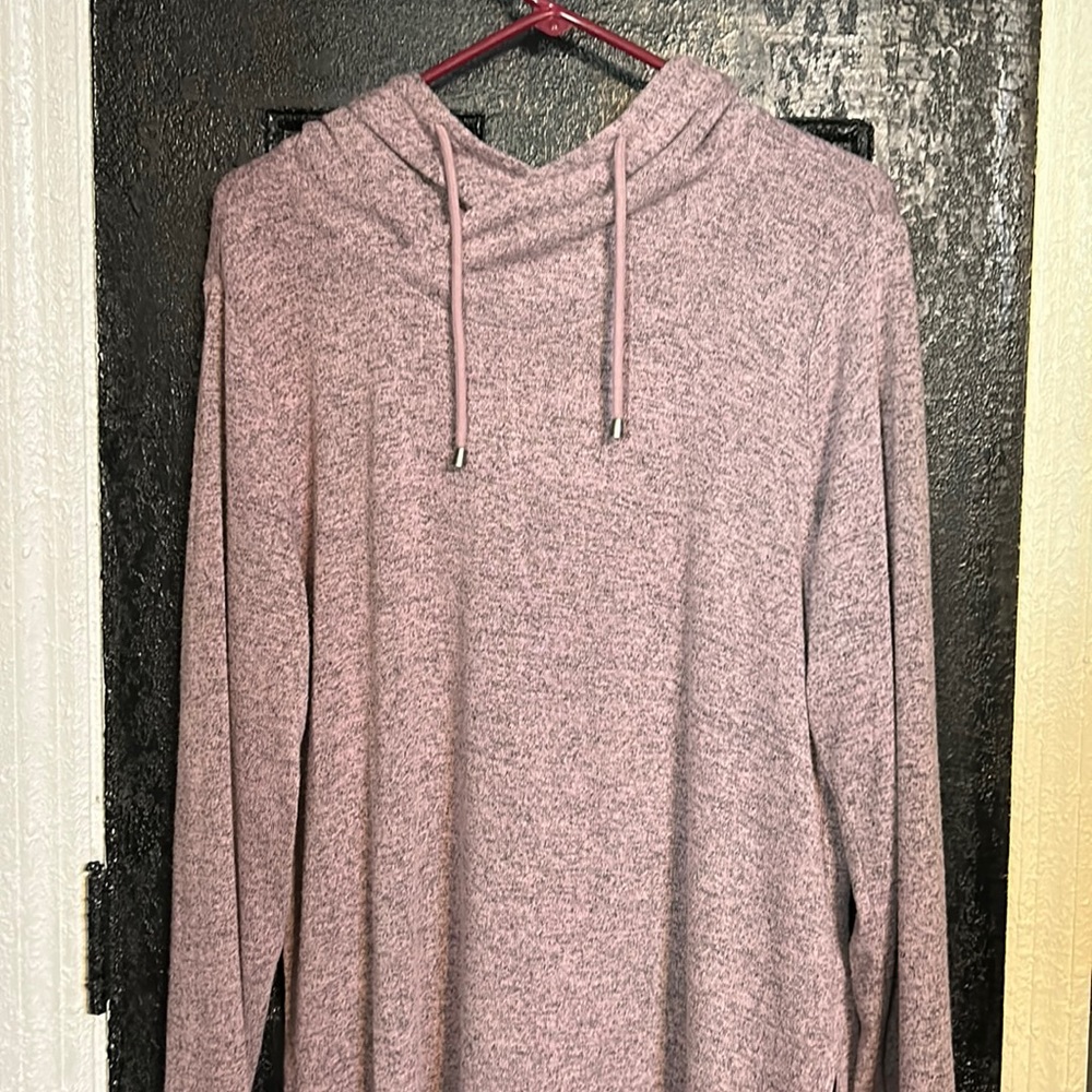 Ladies Premise brand sz Large mock neck hoodie. Pink & grey. Very good condition